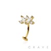 MULTI CZ MARQUISE FLOWER TOP 316L SURGICAL STEEL THREADLESS FLOATING BELLY BUTTON RING